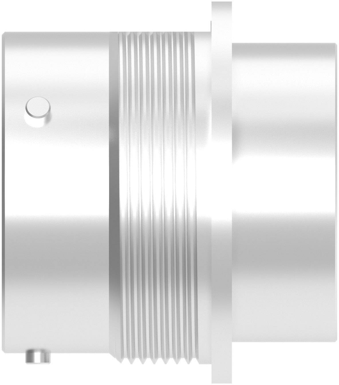 Metallic component with a thread and flat edge, likely part of a pipe connection or mechanical system.