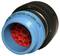 Black and blue circular push-fit connectors with red contacts. Suitable for industrial applications and electrical connections.