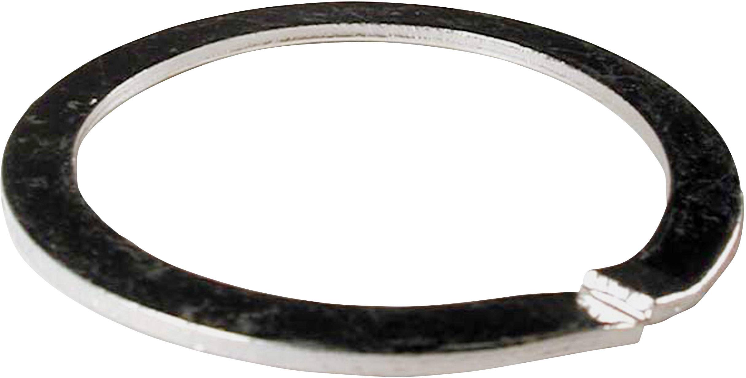 Metal retaining ring in the shape of an oval circle, most commonly used in mechanical applications.