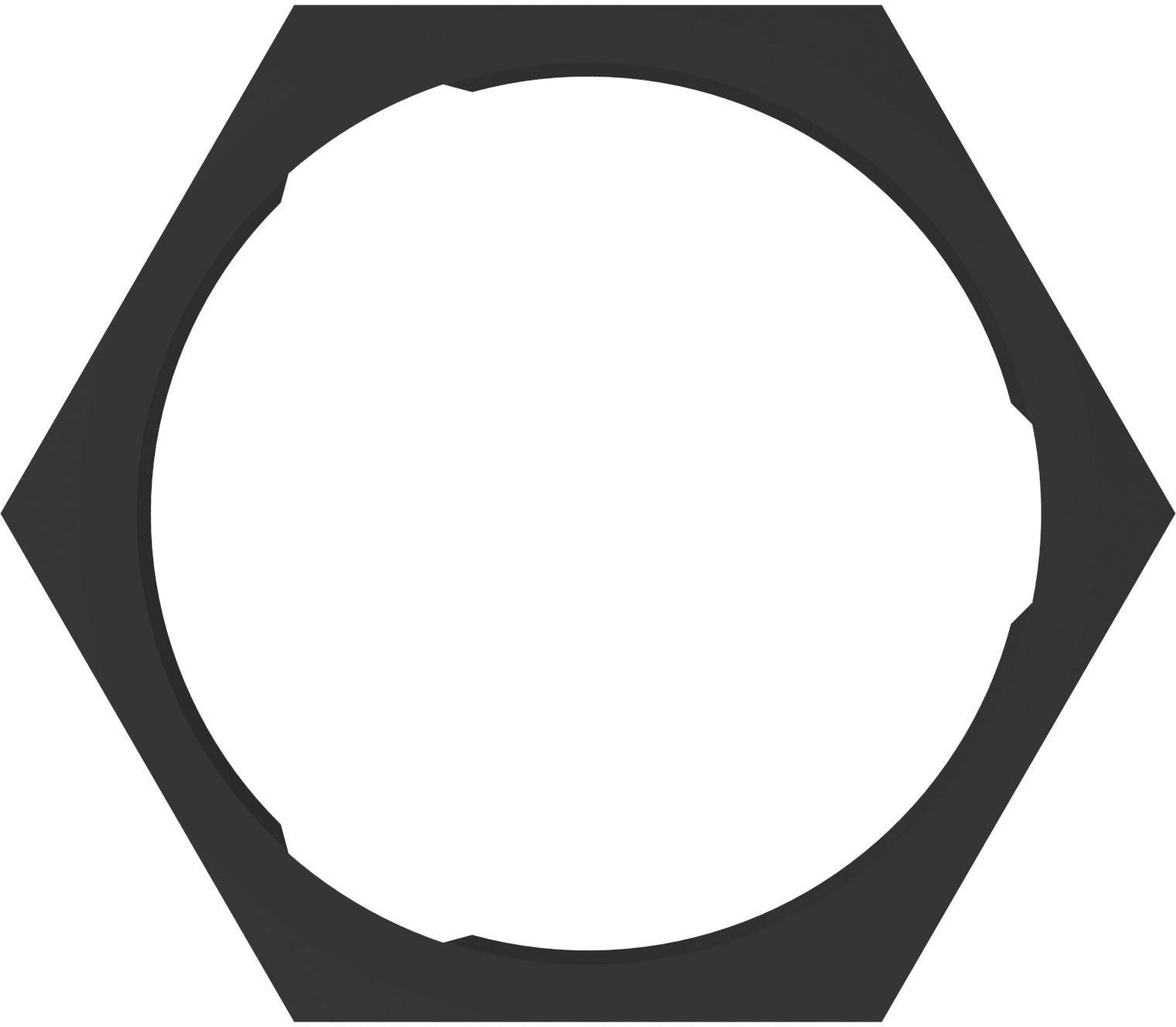 Black hexagon nut, without any visible text or markings.