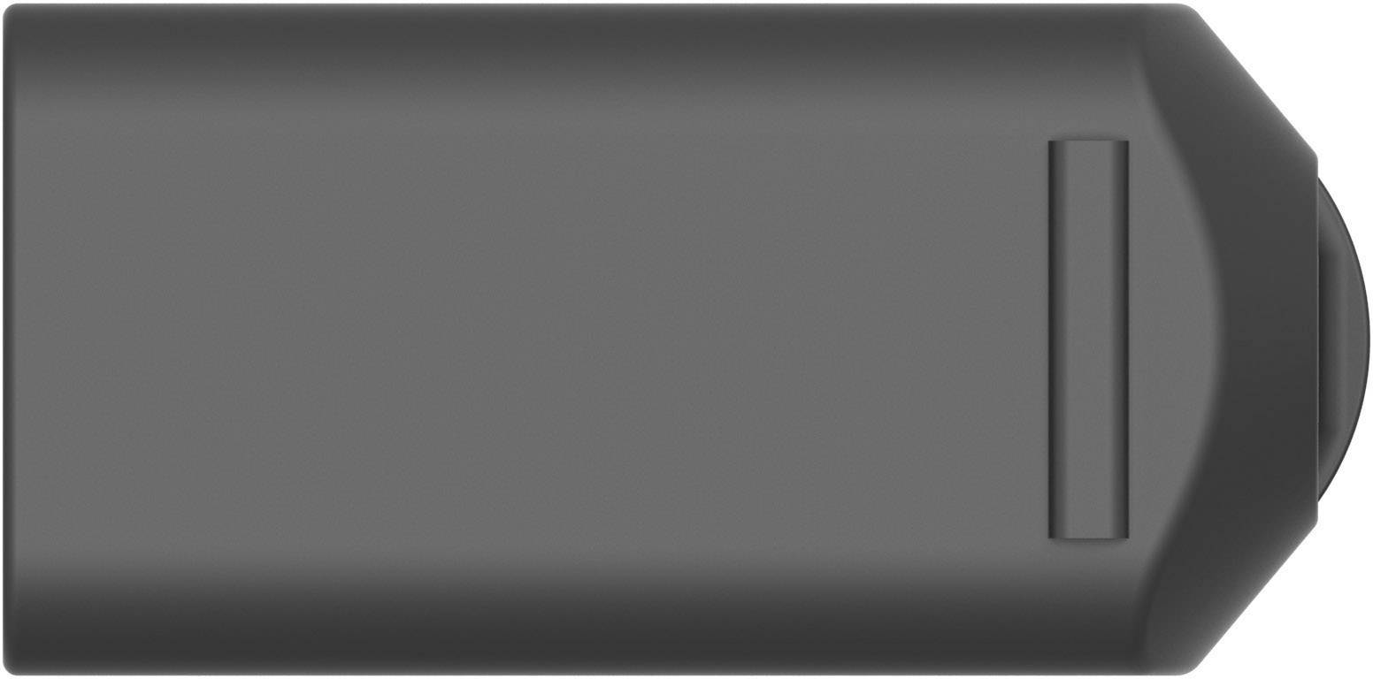 A rectangular, black device with rounded corners. It appears to be a portable battery pack or charger.