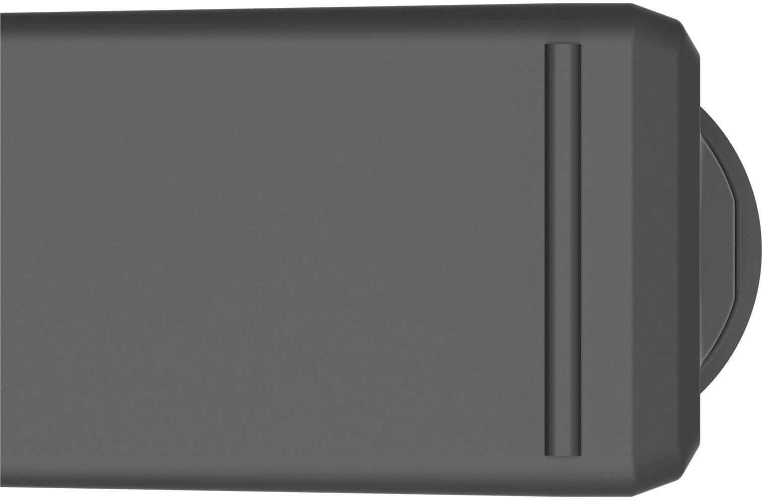 Grey rectangular block with a smooth surface and a slightly raised edge on one side. No other distinguishable features.