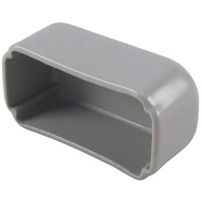 Grey plastic cap with rounded edges, open on one side. It serves as protection or cover for rectangular metal ends.