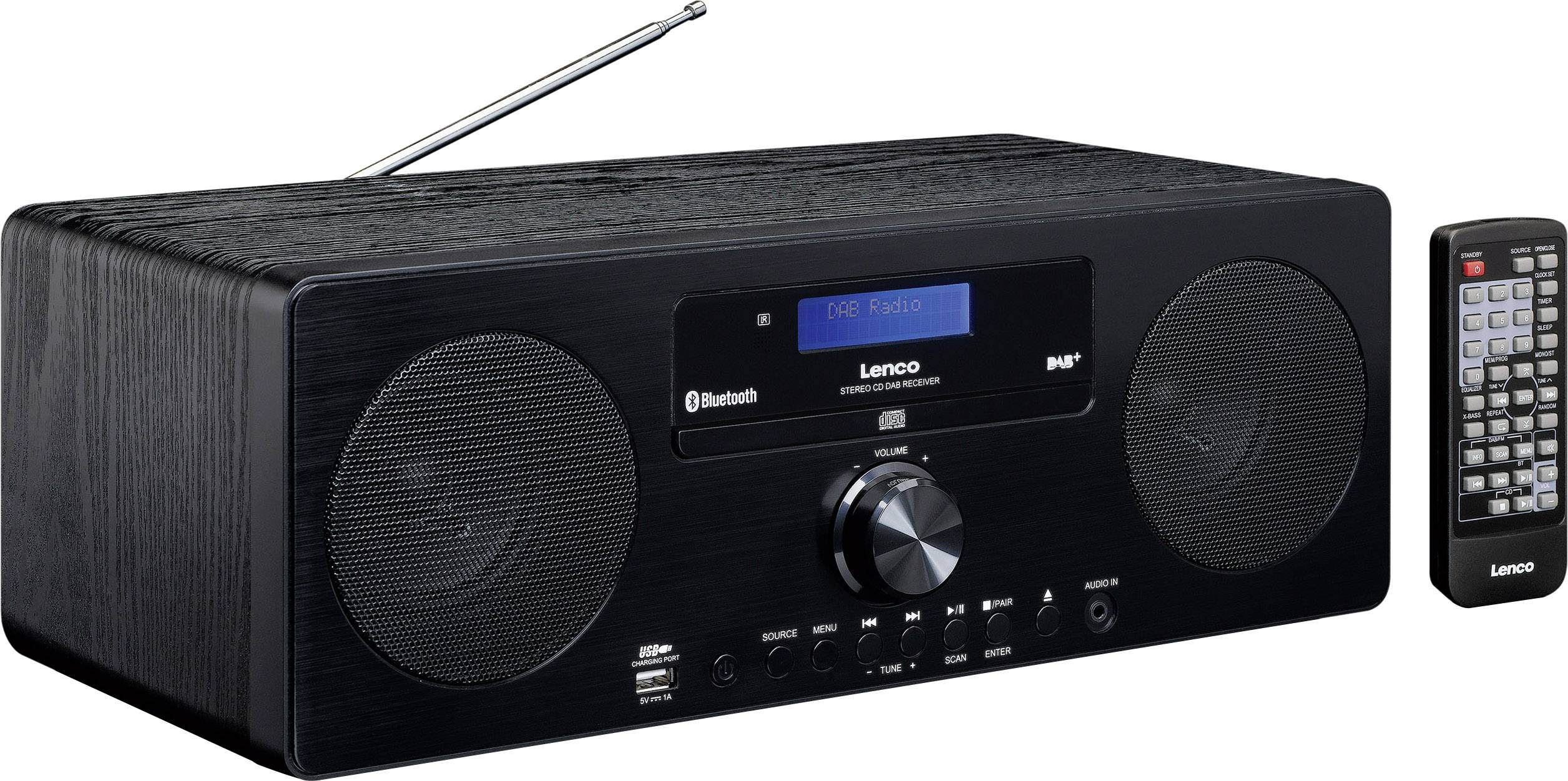 Lenco DAR-060 Desk radio FM AUX, Bluetooth, CD Black