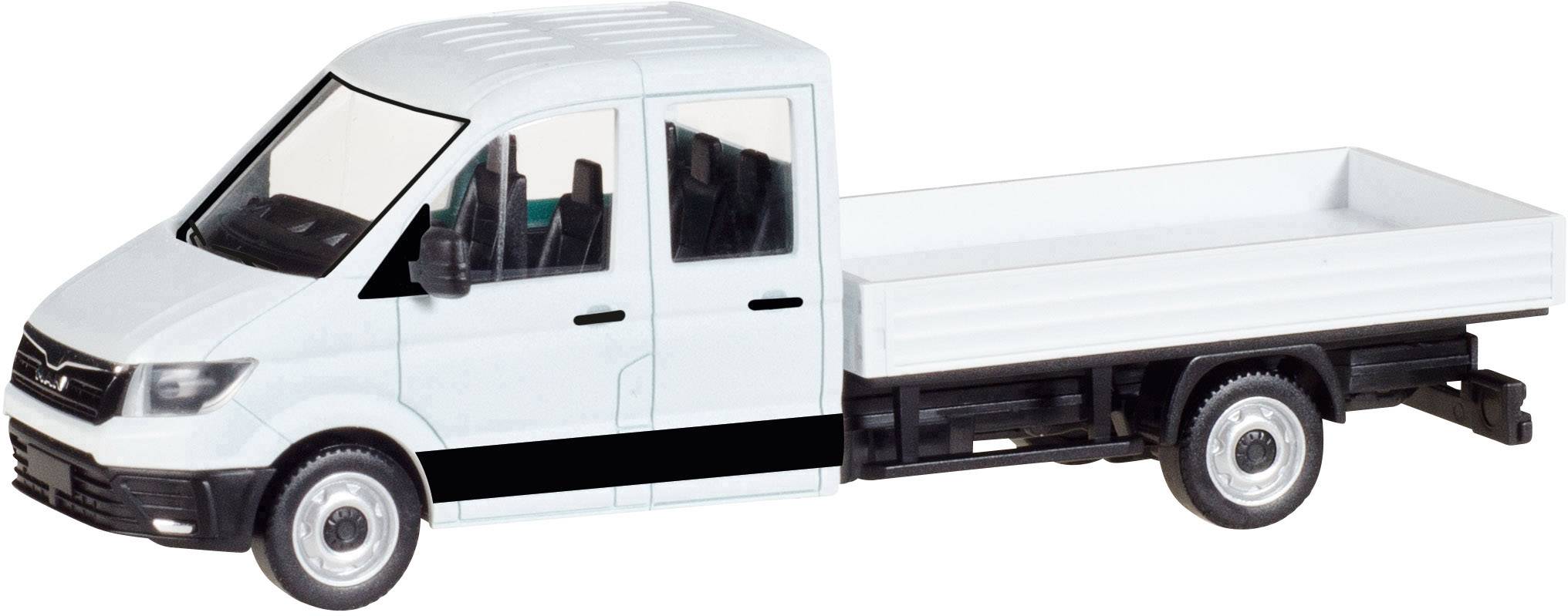 Herpa 013215 H0 Heavy-duty vehicle MAN TGE double cabin with pallet, white-0
