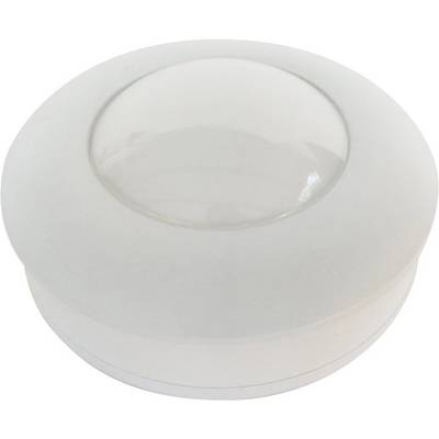 A white, round LED light with a domed top. Suitable for interior lighting or decorative purposes.
