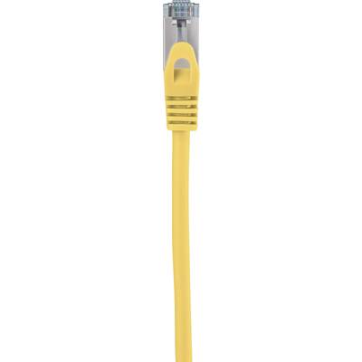 Yellow Ethernet cable with plug for network or internet connections.