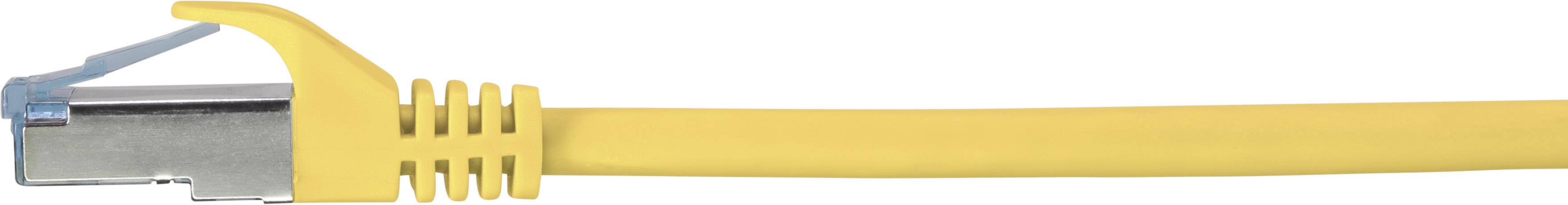 Yellow Ethernet cable with connector for data transmission.