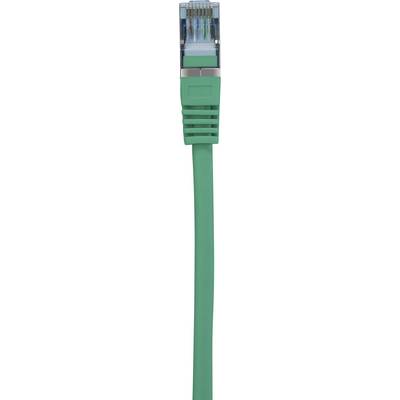 A green Ethernet cable with RJ45 connector used for network connections.