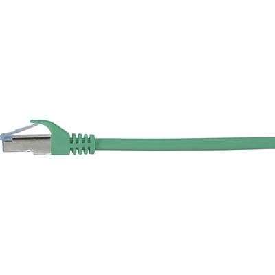 A green Ethernet cable with RJ45 connectors on a white background.