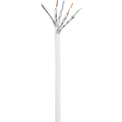 An open section of LAN cable with eight exposed, colour-coated wires in silver foil.
