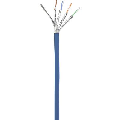 Blue Ethernet cable with six exposed, differently coloured cores protruding from the end.