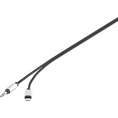Renkforce RF-3432028 USB / Jack Audio/phono Cable [1x Apple Dock lightning plug - 1x Jack plug 3.5 mm] 1.20 m Black Alum