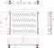 Technical drawing of a rectangular metal profile with precise length dimensions in millimetres. Top view and side view.