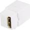 A white HDMI adapter with a gold-coloured connector for transmitting audio and video signals between devices.