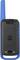 A blue walkie-talkie with a black casing and prominent speaker. It has a long blue aerial on the left side.