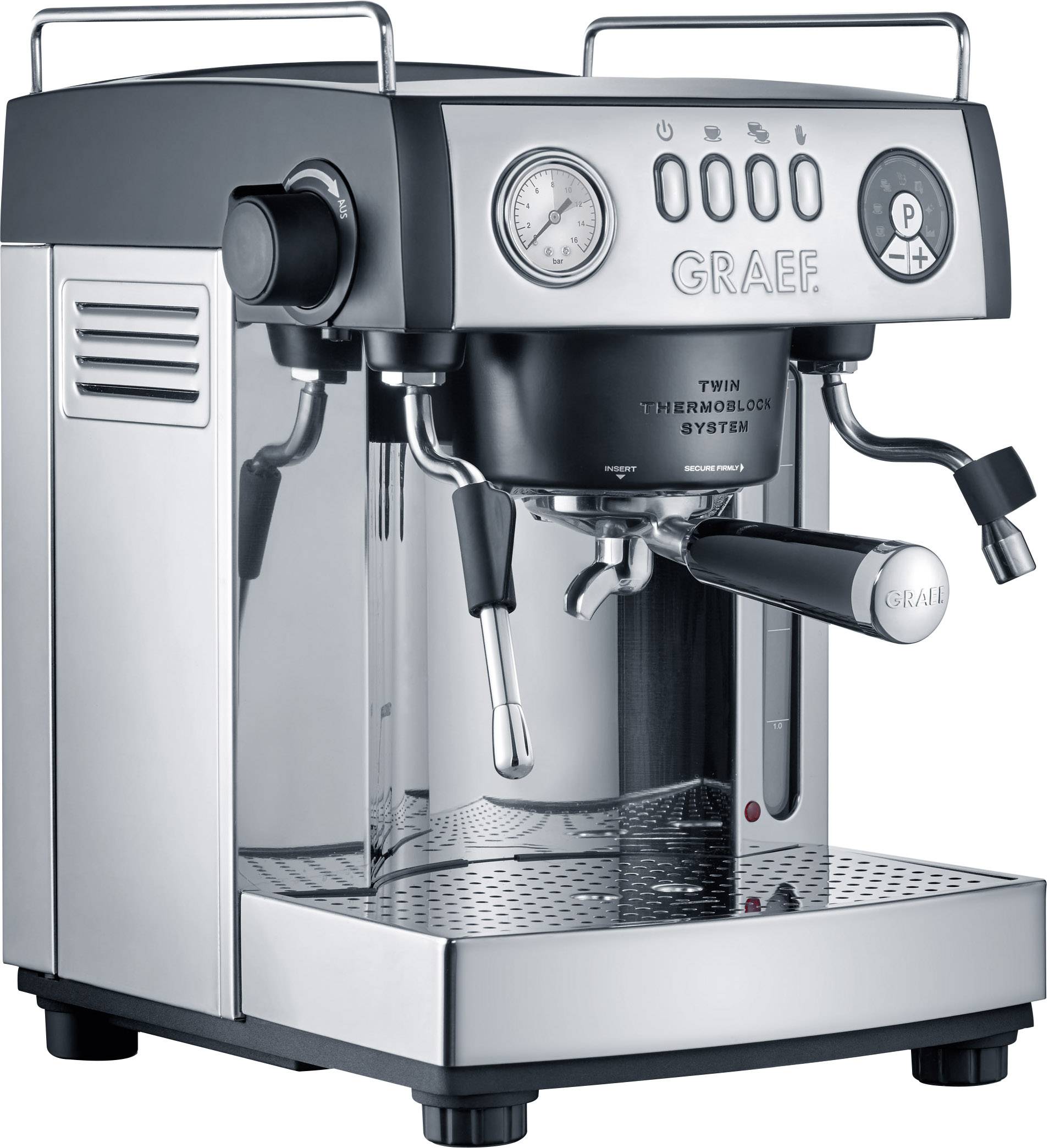 Graef ES902EU Espresso machine with sump filter holder Stainless steel, Black 2515 W incl. nozzle | Conrad.com