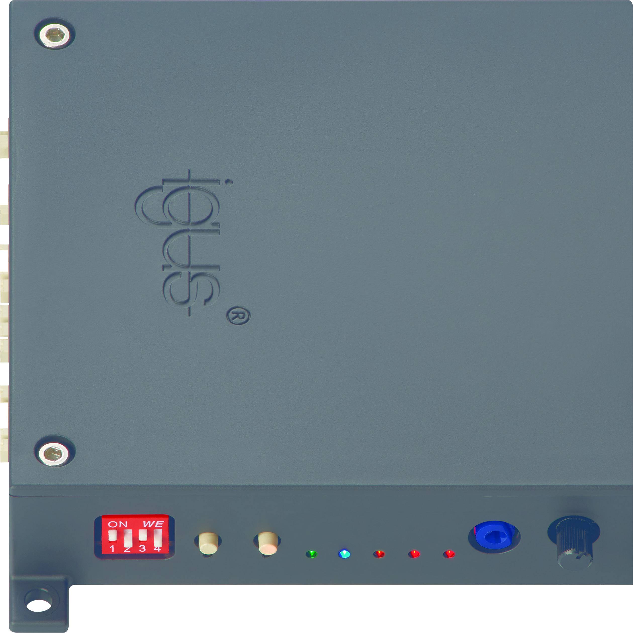 Grey electrical control unit with digital display and indicator lights. Shows switch positions and some buttons.
