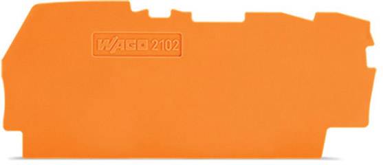 An orange cover with the engraving 'WAGO 2102', presumably an accessory part for electrical connections or switching systems.