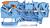 Cross-section of a blue toy gun with orange and silver elements reveals the internal mechanism design.
