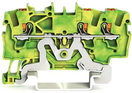 A green plastic terminal block with metallic contacts, commonly used in industrial control systems.