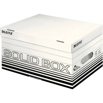 White storage box by Leitz, branded with 'SOLID BOX', suitable for office organisation and archiving.