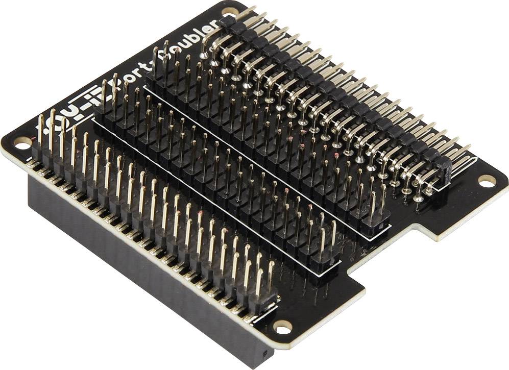 Platinum adapter with multiple slots for electronic components. Used for connecting or coupling different modules.