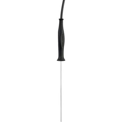 Black plastic-handled electrode with a long, thin metal tip, used for electrical measurements or testing.