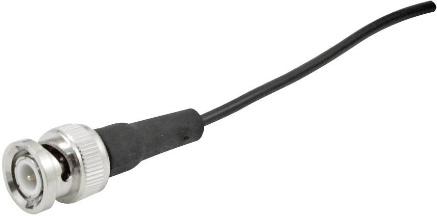 A black coaxial cable with a silver BNC connector.
