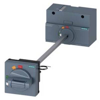A grey, industrial switch with 'ON' and 'OFF' markings and a Siemens logo. The switch lever connects two main components.