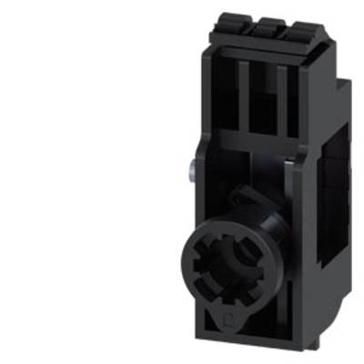 Precision component in black, rectangular in shape, with a central, round connecting element on the front face, detailed structure.