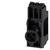 Precision component in black, rectangular in shape, with a central, round connecting element on the front face, detailed structure.