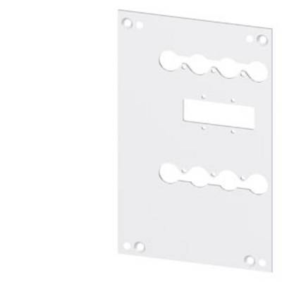 White metal plate with oval holes and screw holes at the corners. Purpose unclear, possibly for mounting.