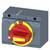 A grey Siemens switch with a red rotary handle and yellow border, marked with 'ON' and 'OFF'.