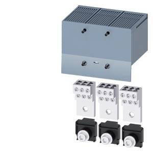 An electrical component with a metal casing and multiple connections. Various plug connectors and switches are visible.