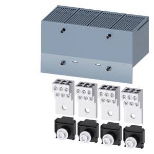A grey electrical enclosure with four removable terminals and four black switches underneath.