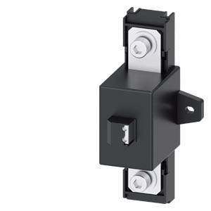A rectangular, black electrical switch with two silver screw mountings at the top and bottom.
