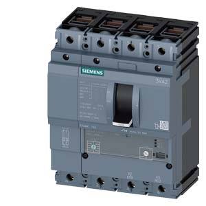 A Siemens circuit breaker in grey with multiple connections and a large lever in the centre for controlling electrical circuits.