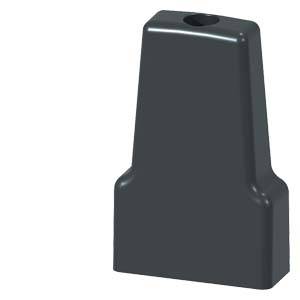 A curved, dark grey plastic component in a trapezoidal shape with a hole at the top. Used as a support or spacer in technical applications.