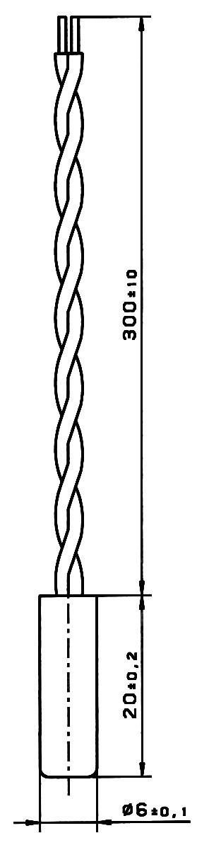 Technical drawing of a spiral drill bit with dimensions: Length 300 mm, Handle 200 mm, Diameter 6 mm.