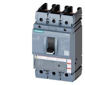 Detailed illustration of a Siemens circuit breaker. Grey, technical device for electrical circuit interruption with a switch at the front.