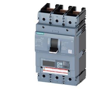 A Siemens circuit breaker, grey, with lever and digital displays, for controlling and protecting electrical circuits.