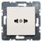 A rectangular light switch in a metallic mounting bracket, ready for wall installation. Predominantly beige in colour.