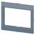 Blue rectangular frame with vertical and horizontal bars, open in the centre.