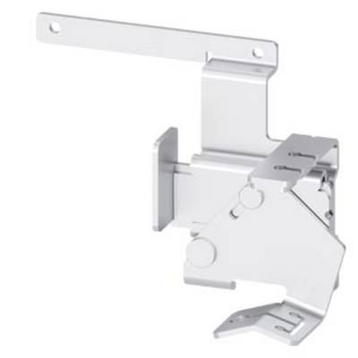 A white metal mounting bracket with multiple screw fixing points, suitable for installation in technical or mechanical systems.