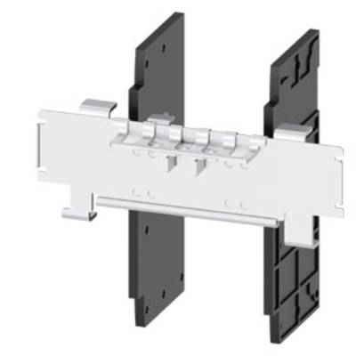 A mechanical component with two black side plates and a white central structure, possibly for assembly purposes.