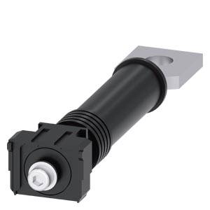 Black cylinder with metallic bolt and rectangular mounting plate.