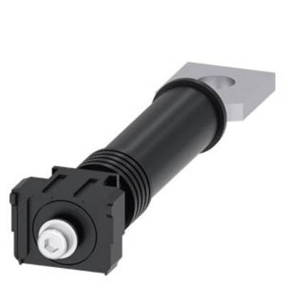 Black cylinder with metallic bolt and rectangular mounting plate.