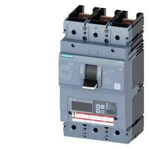A three-pole Siemens circuit breaker for industrial applications. The key feature is a central switching lever.