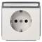 White Siemens socket with two holes and earth pin, square cover plate, potentially suitable for wall mounting.
